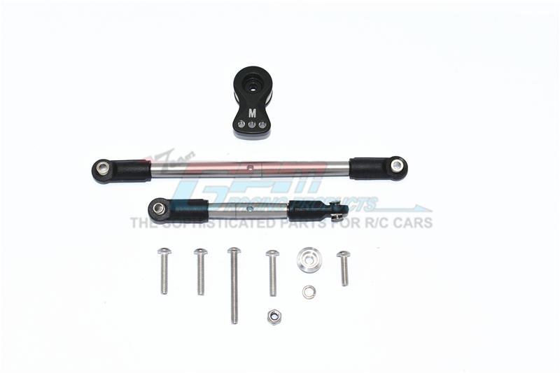 Tamiya Mercedes-Benz G500 CC-02 (#58675) Aluminum Servo Horn With Stainless Steel Adjustable Steering Link - 11Pc Set Black