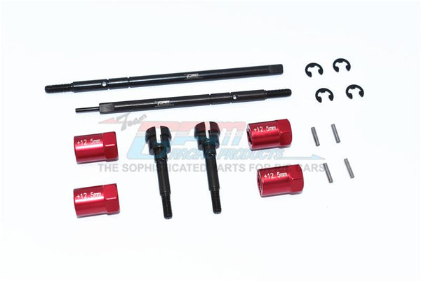 Tamiya Mercedes-Benz G500 CC-02 (#58675) Harden Steel #45 Front CVD Joint + Rear Drive Shaft + Aluminum 12.5mm Wider Hex - 16Pc Set Red