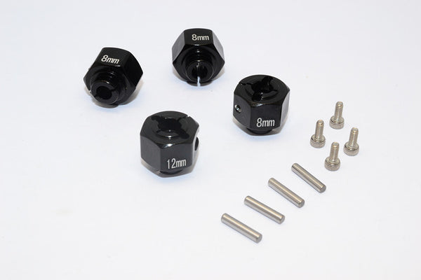 HPI Crawler King Aluminum Hex Adapter (12X8mm) - 4 Pcs Set Black