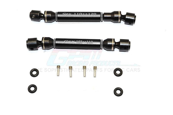 HPI Crawler King Steel+Aluminum Front & Rear Main Drive Shaft (F:103mm-113mm, R:110mm-120mm) - 2Pcs Set Black