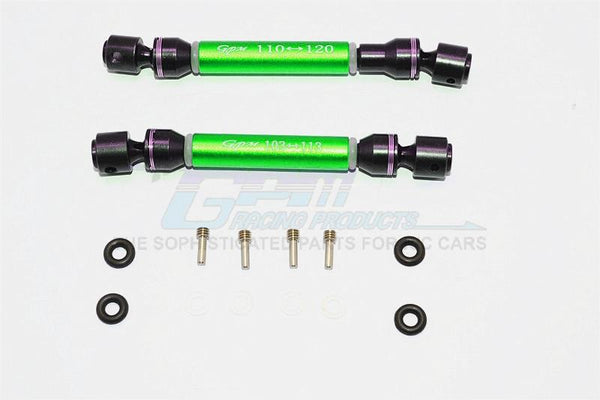 HPI Crawler King Steel+Aluminum Front & Rear Main Drive Shaft (F:103mm-113mm, R:110mm-120mm) - 2Pcs Set Green