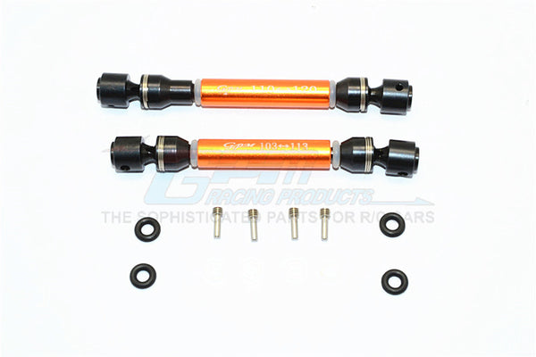HPI Crawler King Steel+Aluminum Front & Rear Main Drive Shaft (F:103mm-113mm, R:110mm-120mm) - 2Pcs Set Orange