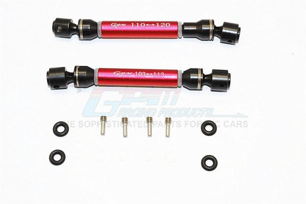 HPI Crawler King Steel+Aluminum Front & Rear Main Drive Shaft (F:103mm-113mm, R:110mm-120mm) - 2Pcs Set Red