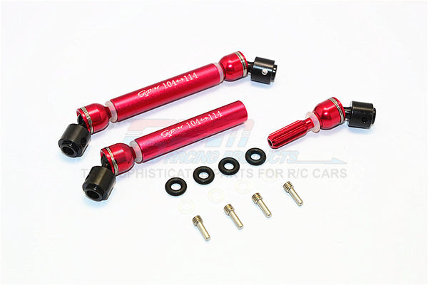 HPI Crawler King Steel+Aluminum Front & Rear Main Drive Shaft (104mm-114mm) - 1Pr Set Red
