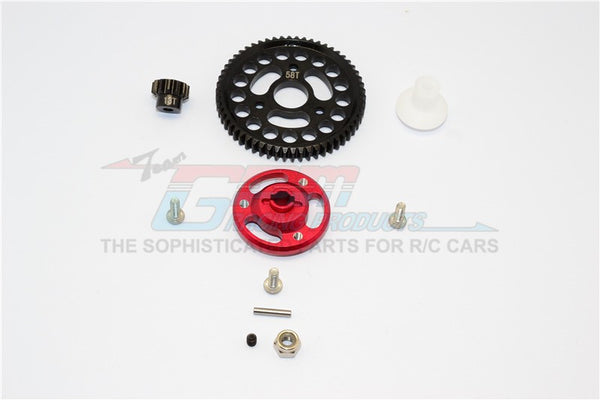 Traxxas Craniac Aluminum Spur Gear Adapter+Steel Gear 58T & 13T - 1 Set Red
