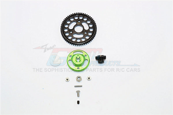 Traxxas Craniac Aluminum Spur Gear Adapter+Steel Gear 58T & 15T - 1 Set Green