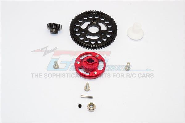 Traxxas Craniac Aluminum Spur Gear Adapter+Steel Gear 58T & 16T - 1 Set? Red