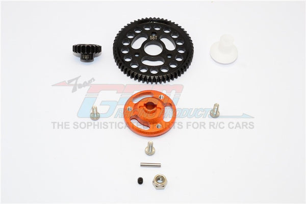 Traxxas Craniac Aluminum Spur Gear Adapter+Steel Gear 58T & 19T - 1 Set Orange