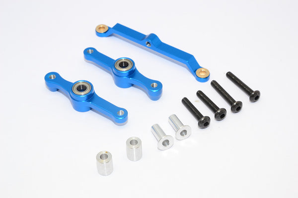 Tamiya DF-02 Aluminum Steering Assembly With Bearings - 3 Pcs Set Blue