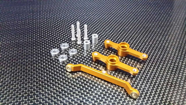 Tamiya DF-02 Aluminum Steering Assembly With Bearings - 3 Pcs Set Gold