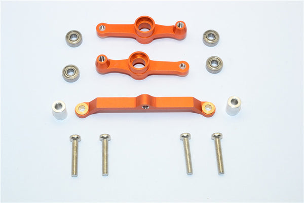 Tamiya DF-02 Aluminum Steering Assembly With Bearings - 3Pcs Set Orange