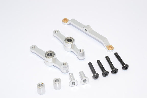 Tamiya DF-02 Aluminum Steering Assembly With Bearings - 3 Pcs Set Silver