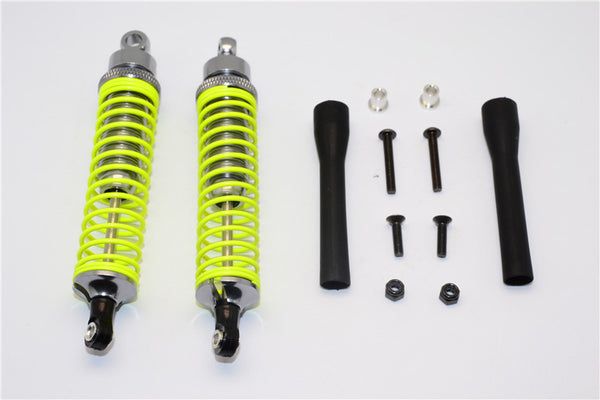 Tamiya DF-02 Aluminum Rear Adjustable Spring Damper (100mm) With Aluminum Collars & Screws & Plastic Black Dust-Proof - 1Pr Set Gray Silver