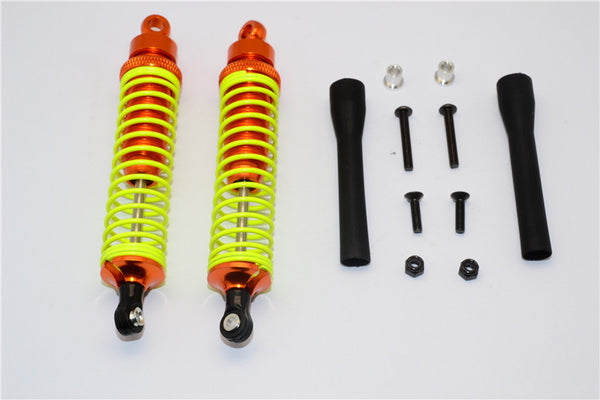 Tamiya DF-02 Aluminum Rear Adjustable Spring Damper (100mm) With Aluminum Collars & Screws & Plastic Black Dust-Proof - 1Pr Set Orange