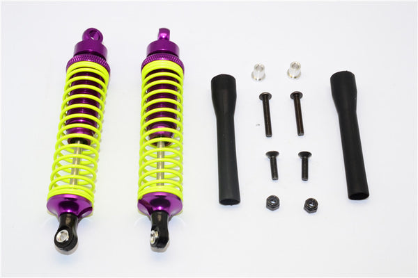 Tamiya DF-02 Aluminum Rear Adjustable Spring Damper (100mm) With Aluminum Collars & Screws & Plastic Black Dust-Proof - 1Pr Set Purple