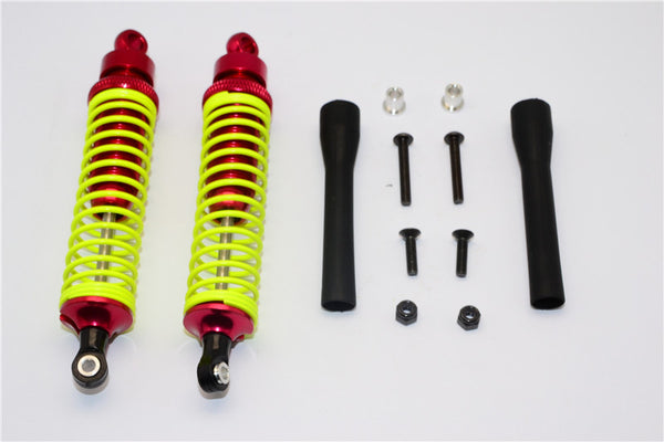 Tamiya DF-02 Aluminum Rear Adjustable Spring Damper (100mm) With Aluminum Collars & Screws & Plastic Black Dust-Proof - 1Pr Set Red