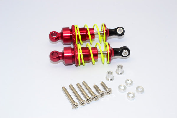 1/10 Touring - Aluminum Ball Top Damper (55mm) With Aluminum Collars & Washers & Screws - 1Pr Set Red - JTeamhobbies