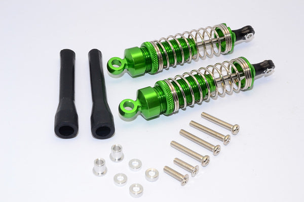 1/10 Touring - Aluminum Ball Top Damper (80mm) With Aluminum Collars & Washers & Screws Dust-Proof Black Plastic Cover - 1Pr Set Green - JTeamhobbies