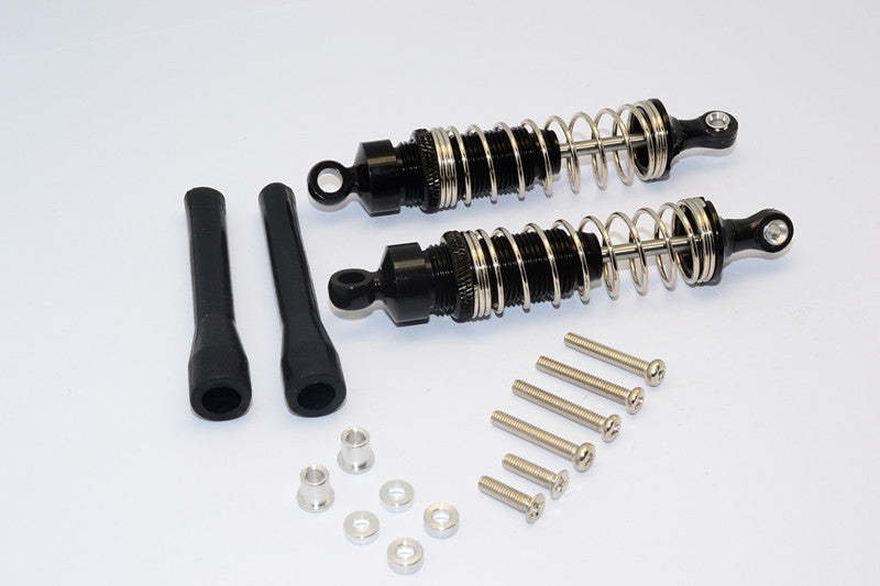 1/10 Touring - Aluminum Ball Top Damper (85mm) With Aluminum Collars & Washers & Screws Dust-Proof Black Plastic Cover - 1Pr Set Black - JTeamhobbies