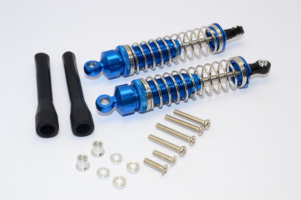 1/10 Touring - Aluminum Ball Top Damper (90mm) With Aluminum Collars & Washers & Screws & Dust-Proof Black Plastic Cover - 1Pr Set Blue - JTeamhobbies