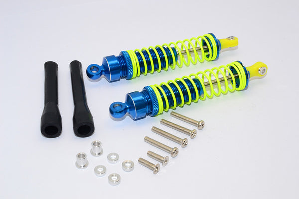 1/10 Touring - Aluminum Ball Top Damper (90mm) With Aluminum Collars & Washers & Screws & Dust-Proof Black Plastic Cover - 1Pr Set Blue - JTeamhobbies