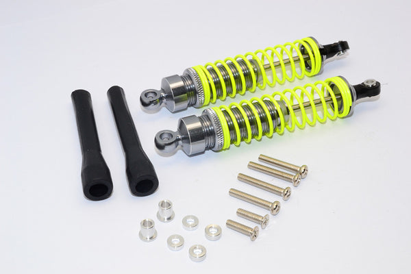 1/10 Touring - Aluminum Ball Top Damper (90mm) With Aluminum Collars & Washers & Screws & Dust-Proof Black Plastic Cover - 1Pr Set Gray Silver - JTeamhobbies