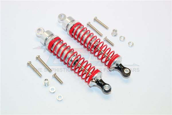 1/10 Touring - Aluminum Ball Top Damper (90mm) With Aluminum Collars & Washers & Screws & Dust-Proof Black Plastic Cover - 1Pr Set Silver