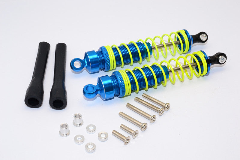 1/10 Touring - Aluminum Ball Top Damper (95mm) With Aluminum Collars & Washers & Screws & Dust-Proof Black Plastic Cover - 1Pr Set Blue - JTeamhobbies