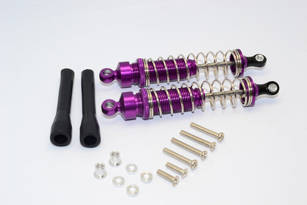 1/10 Touring - Aluminum Ball Top Damper (95mm) With Aluminum Collars & Washers & Screws & Dust-Proof Black Plastic Cover - 1Pr Set Purple - JTeamhobbies