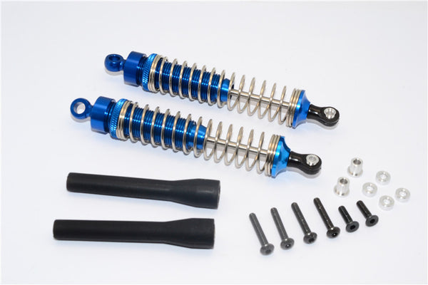 1/10 Touring - Aluminum Ball Top Damper (100mm) With Aluminum Collars & Washers & Screws & Dust-Proof Black Plastic Cover - 1Pr Set Blue - JTeamhobbies