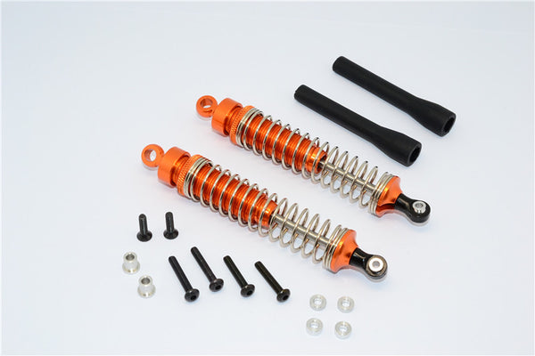 1/10 Touring - Aluminum Ball Top Damper (100mm) With Aluminum Collars & Washers & Screws & Dust-Proof Black Plastic Cover - 1Pr Set Orange - JTeamhobbies