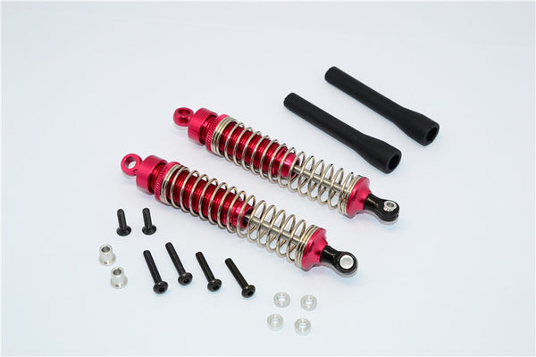 1/10 Touring - Aluminum Ball Top Damper (100mm) With Aluminum Collars & Washers & Screws & Dust-Proof Black Plastic Cover - 1Pr Set Red - JTeamhobbies