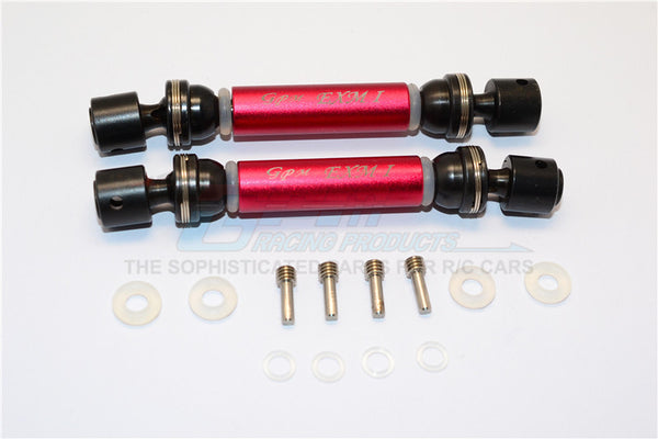 Traxxas E-Maxx Aluminum + Steel Front / Rear CVD Main Shafts - 1Pr Set Red