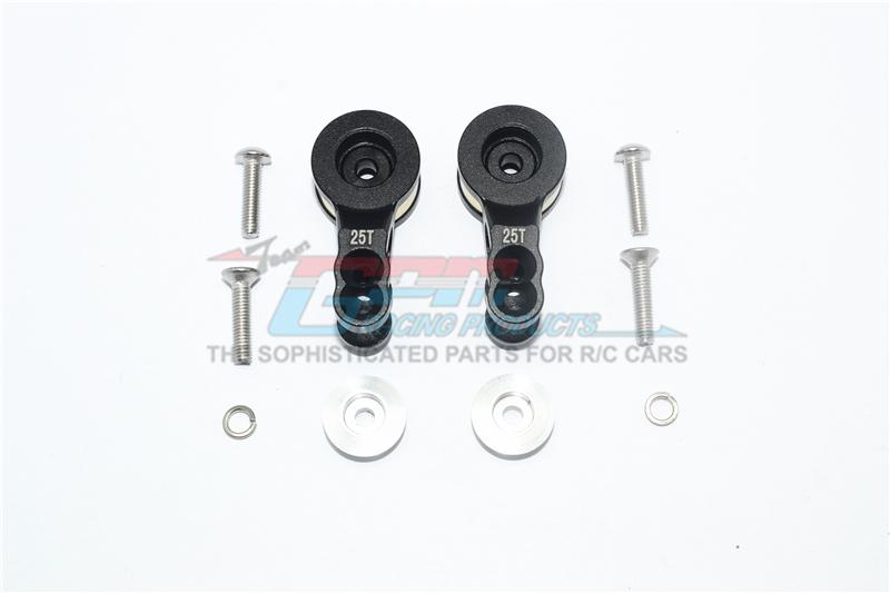 Traxxas E-Revo 2.0 VXL Brushless (86086-4) Aluminum 25T Servo Horn With Built-In Spring - 2Pc Set Black