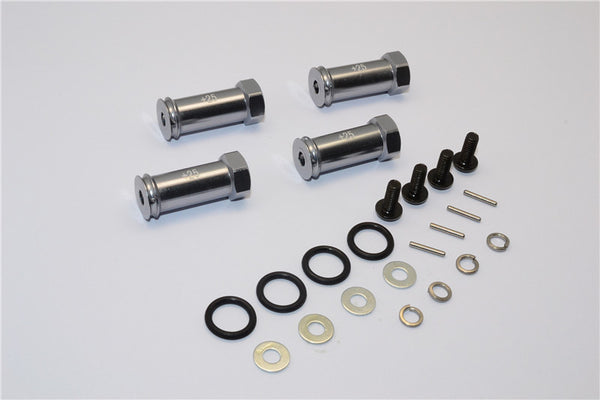 Traxxas 1/16 Mini E-Revo, Mini Slash, Mini Summit Aluminum Hex Adaptor (+25mm) - 4 Pcs Set Gray Silver