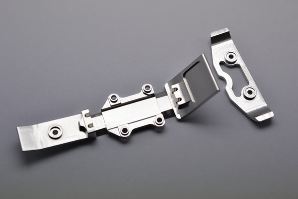 Traxxas 1/16 Mini E-Revo Aluminum Front Bumper + Front Skip Plate - 2 Pcs Silver