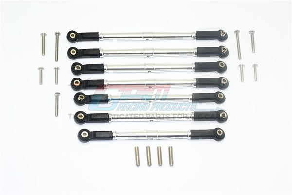 Element Enduro Sendero Trail Truck Upgrade Parts Aluminum Adjustable Upper & Lower Suspension Links - 7Pc Set Silver