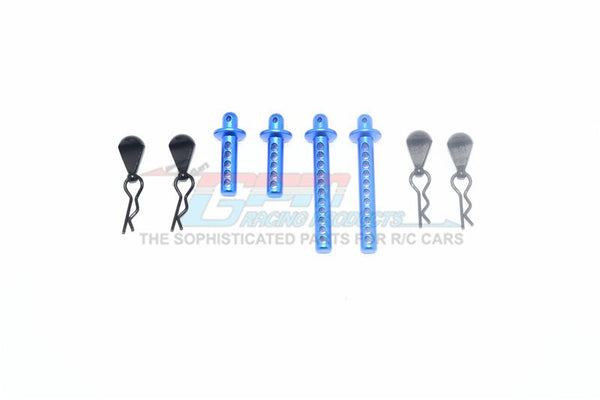Element Enduro Sendero Trail Truck Upgrade Parts Aluminum Front + Rear Body Post - 8Pc Set Blue
