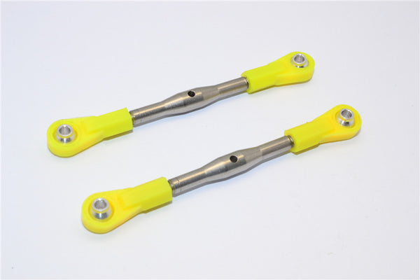 Axial EXO Steel Front Adjustable Linkage With Plastic Ball Ends - 1Pr Set Yellow