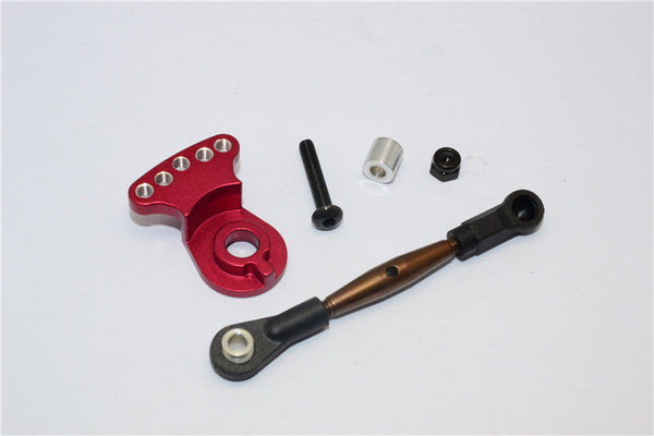 Tamiya GF01 Spring Steel Modified Anti-Thread Steering Tie Rod With Servo Horn - 2Pcs Set Red