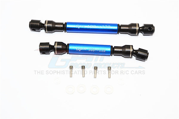 Gmade Crawler R1 Rock Buggy Steel+Aluminum Front & Rear Main Drive Shaft (F:122mm-132mm, R:105mm-115mm) - 2Pcs Set Blue
