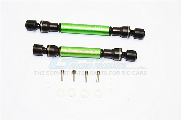 Gmade Crawler R1 Rock Buggy Steel+Aluminum Front & Rear Main Drive Shaft (F:122mm-132mm, R:105mm-115mm) - 2Pcs Set Green