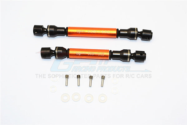 Gmade Crawler R1 Rock Buggy Steel+Aluminum Front & Rear Main Drive Shaft (F:122mm-132mm, R:105mm-115mm) - 2Pcs Set Orange