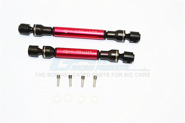 Gmade Crawler R1 Rock Buggy Steel+Aluminum Front & Rear Main Drive Shaft (F:122mm-132mm, R:105mm-115mm) - 2Pcs Set Red