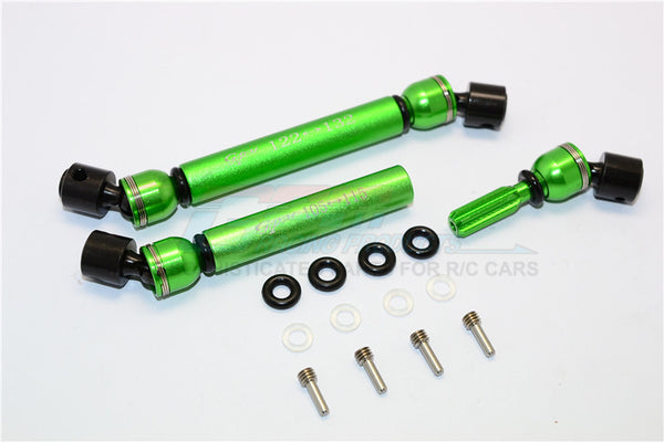 Gmade Crawler R1 Rock Buggy Steel+Aluminum Front & Rear Main Drive Shaft (F:122mm-132mm, R:105mm-115mm) - 2Pcs Set Green