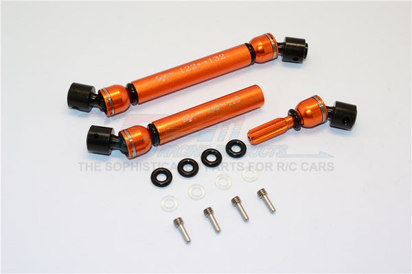 Gmade Crawler R1 Rock Buggy Steel+Aluminum Front & Rear Main Drive Shaft (F:122mm-132mm, R:105mm-115mm) - 2Pcs Set Orange