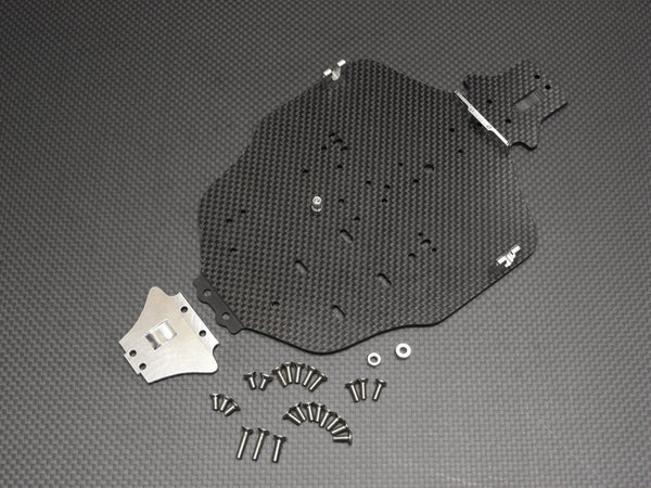 Kyosho Mini Inferno Graphite Main Chassis With Screws & Aluminum Collars - 1Pc Set Silver