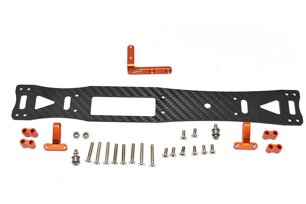 Carbon Fiber + Aluminum Sub Chassis For Tamiya 1/10 4WD TA08 PRO 58693 - 27Pc Set Orange