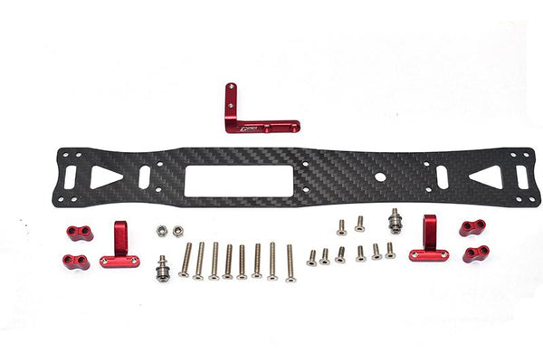 Carbon Fiber + Aluminum Sub Chassis For Tamiya 1/10 4WD TA08 PRO 58693 - 27Pc Set Red