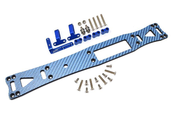 Carbon Fiber (Blue) + Aluminum Sub Chassis For Tamiya 1/10 4WD TA08 PRO 58693 – 27Pc Set Blue